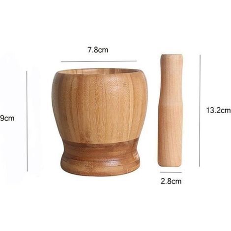 Multifunktionale Knoblauchpresse aus Holz, Stößel und Mörser-Set, manuell, für Gewürze (ohne Deckel) (1/4)