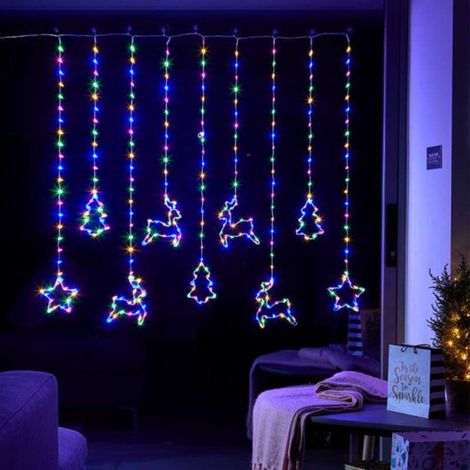 1.2 x 1.1m Christmas Window Curtain Light with 327 Multi-Coloured LEDs (1/4)