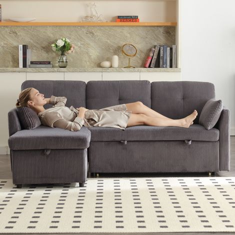 Sofá cama modular con almacenamiento y chaise OKMYHOME (1/5)