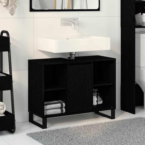 Bathroom Cabinet Black oak 80 x 33 x 60 cm Engineered Wood vidaXL (1/5)
