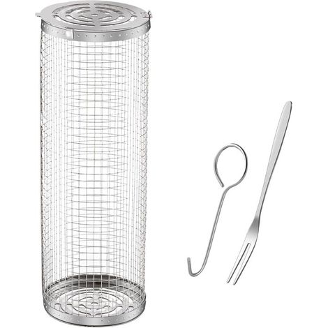 Set di attrezzi per barbecue - Gabbia rotonda per barbecue, gabbia portatile per affumicatura all'aperto 31x10x10cm (1/2)