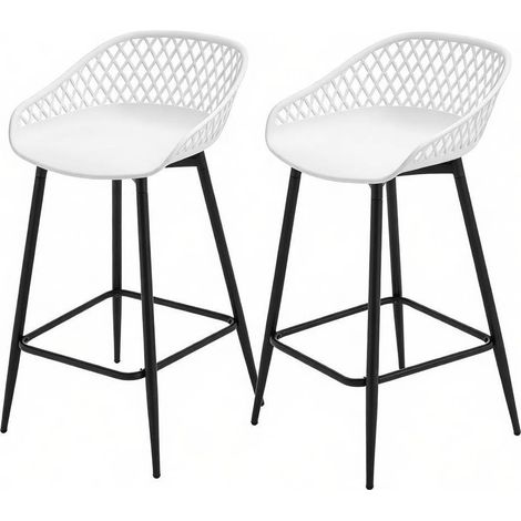 CHICFURN Taburete de bar 47 x 84,5 x 48,5 cm blanco en PP y metal, lote de 2, con reposapiés (1/5)