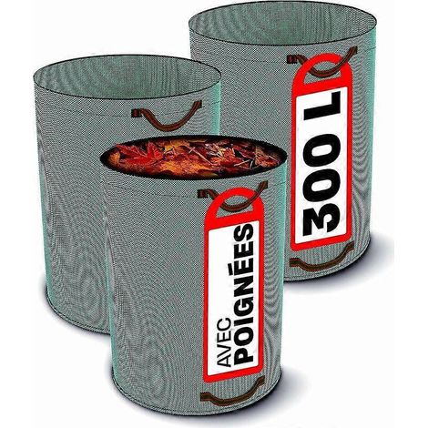 Set mit 3 x 300-Liter-Gartenmüllsäcken – mit 4 reißfesten Griffen – faltbar – wiederverwendbar – robust – Abfallsäcke