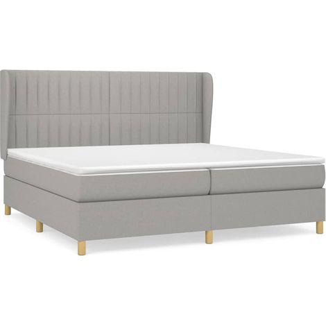 Maison Exclusive - Cama box spring con colchón tela gris claro 20