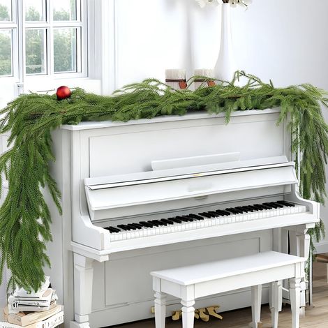 Guirlande De Noël - Guirlande Artificielle En Plastique Vert - Pour Cheminée Escalier Table Mur Porte - 183 Cm - Extérieur Intérieur - 1 Pièce (1/5)