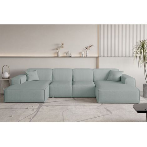 Wohnlandschaft Sofa U-Form CELES PREMIUM XS in Stoff Scala Saphirblau (1/3)