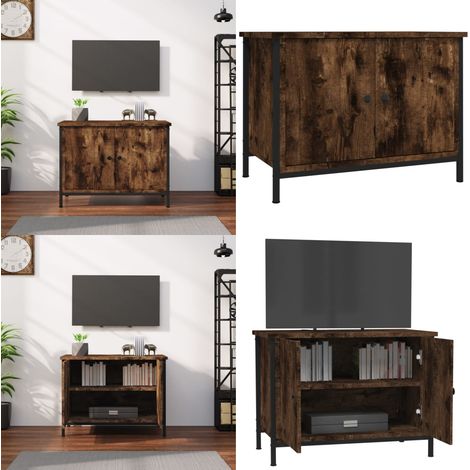 Meuble TV avec portes chêne sonoma 60x35x45cm bois d'ingénierie - Meubles Tv - Meuble Tv - Support Tv - Unité Tv - Meuble Salon - Home & Living (1/5)