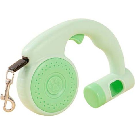 Laisse rétractable multifonctionnelle pour chien avec distributeur de sacs à déjections - Corde rétractable de 5 mètres, verte (1/5)