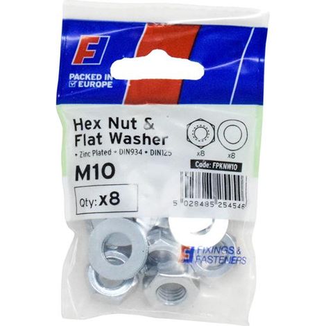ForgeFix FPKNW10 Nut & Washer M10 ForgePack 8 FORFPKNW10