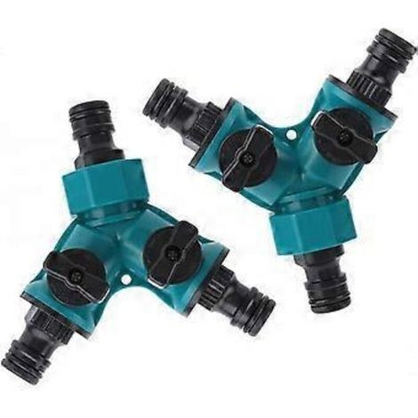 Raccord Y - Séparateur De Tuyau D Arrosage À 2 Voies Avec Vannes Indépendantes - Pour Machine À Laver Jardin Nettoyage Irrigation - Lot De 2 (1/5)