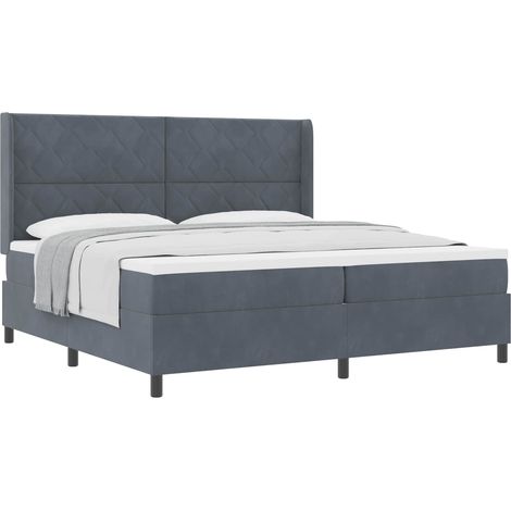 Maison Exclusive - Letto a molle con testiera Grigio scuro 200 x 200 cm Velluto (1/5)