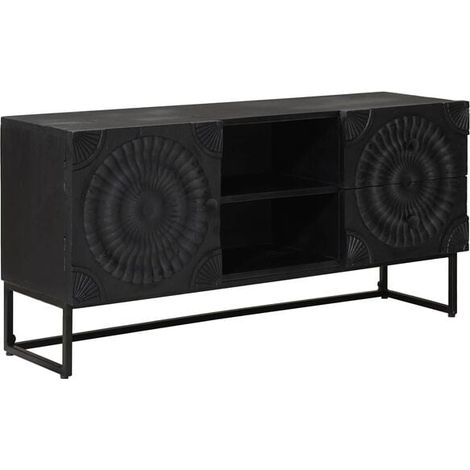 Meuble TV Noir 105 x 30 x 54 cm, Console de Télévision Moderne pour Salon, Rangement avec Étagères (1/5)