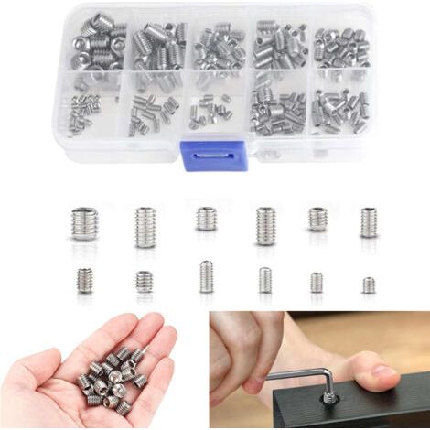 Lot de 200 vis Allen en acier inoxydable – Tête hexagonale M3 M4 M5 M6 M8 – Résistantes à la rouille – Avec boîte de rangement - 200Pcs