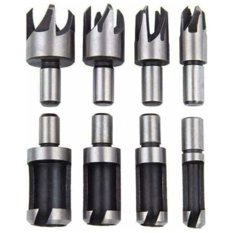 Lot de 8 Fraise Bouchonner Bois Mèche Bouchon Bois Foret Faire Cheville Outil de Coupe pour Faire une Bois Bouchon Cheville Tourillon Goujon Tenon Dowel (1/5)