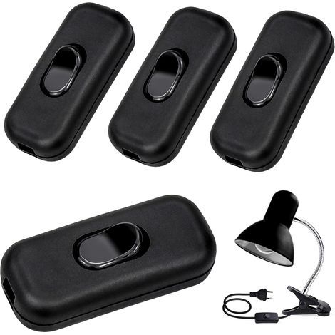 Rocker Switch, 4 Pcs Inline Switch Double Pole Inline Cord Switch 6A, 250V Rocker Switch for Small Appliance or Lamp(Black) (1/5)