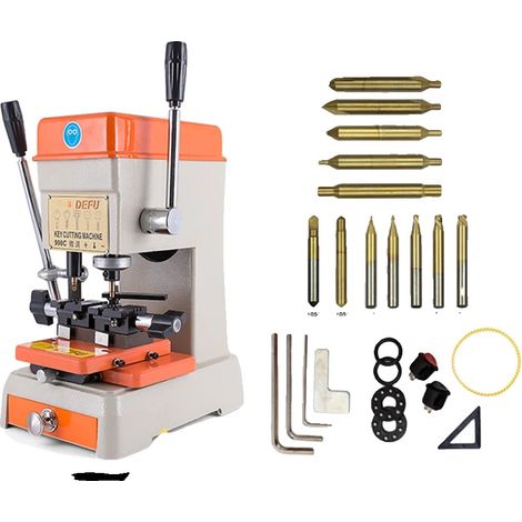 Máquina duplicadora de llaves, construcción metálica, diseño de sobremesa, compatible con llaves de automóviles y domésticas, capacidad de corte de precisión, funcionamiento sencillo. (1/2)