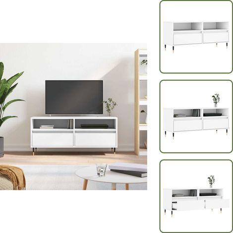 TV-Schrank Weiß 100x34,5x44,5 cm Holzwerkstoff - TV Schrank - Fernsehtisch - Holz Sideboard - Weißer TV Stand - Regal Für Wohnzimmer (1/5)