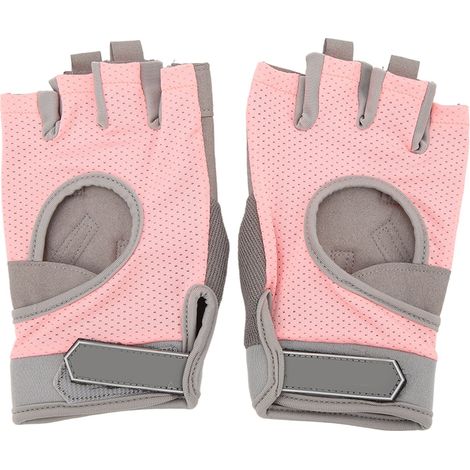 Gants d'entraînement femme mi-doigts anti-dérapants - Idéaux musculation, fitness, vélo - Protection résistante rose - Taille M (18-20cm) (1/5)