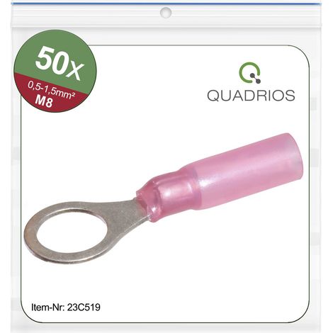 Quadrios 23C519 Ringkabelschuh Querschnitt (max.)=1.5 mm² Loch-Ø=8.5 mm Teilisoliert Rot 50 St. (1/5)