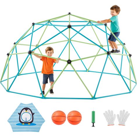 VEVOR Struttura da Arrampicata Geometrica a Cupola Larghezza 305 cm con Palloni da Basket, Carico 453 kg, Attrezzatura da Arrampicata per Bambini dai 3 ai 10 Anni, Parco Giochi Giardino