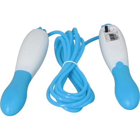 Corde à Sauter PVC avec Compteur Intégré, Ajustable pour Entraînement Fitness et École - Bleu (1/5)