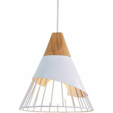 BUNTHAUS Rétro Metal Suspension en Métal Cage E27 Eclairage de Plafond , Industrielle Lustre Lampe Vintage Pendante Lumière Plafonnier Blanc, Ensoleillé (1/5)