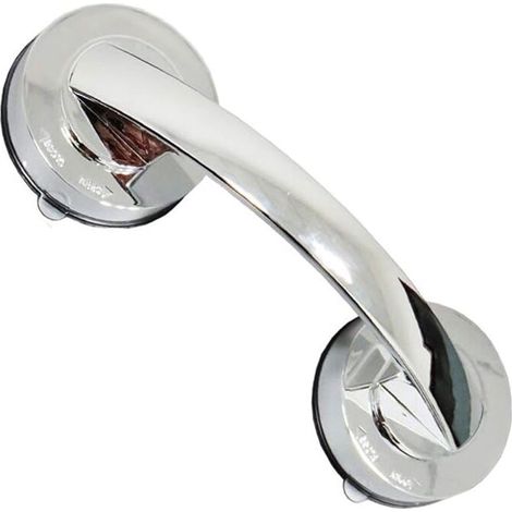 Tirador de puerta con ventosa para baño, rieles antideslizantes con ventosa, asa de movilidad portátil con ventosa súper resistente para ventana de ducha (plateado) (1/5)