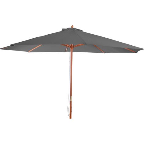 Sonnenschirm Lissabon, Gartenschirm Marktschirm, Ø 3,5m Polyester/Holz 7kg dunkelgrau