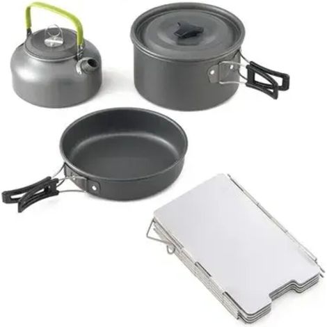 Réchaud à gaz de camping 308, ustensiles de cuisine de camping, vaisselle d'extérieur, ensemble de pique-nique, allumeur piézo, réchaud de voyage, 9 pare-brise, réchauds de cuisson portables coupe-ven