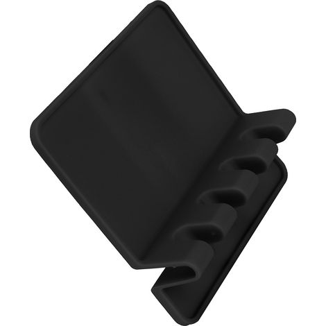 Cuillère à Soupe en Silicone Alimentaire Noir, Support de Cuisine Multifonction pour Maison