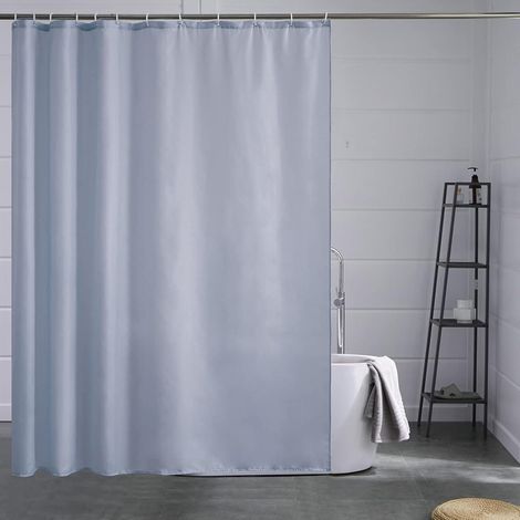 Textiler Duschvorhang 180x180 cm, wasserabweisend, schimmelresistent, waschbar, Grau Blau (1/5)