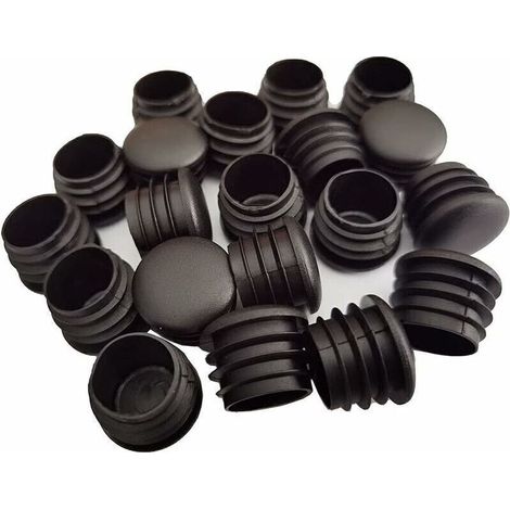 Bouchon en Plastique Rond, 20 pièces Bouchon d'extrémité de Tube Noir Bouchon de Chaise Glisse de Meubles /Jambe Tuyau Couvercle Insert (25mm) (1/4)