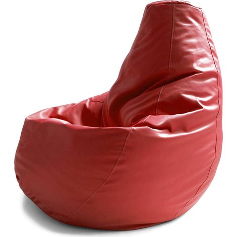 Dmora - Puff Dabbew, Puff-Tasche, 100% Made in Italy, Sitzsack aus Kunstleder, Cm 70x70h110, Rot