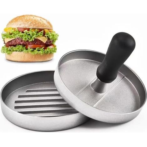 Presse à hamburger de cuisine à domicile, presse à hamburger antiadhésive manuelle, moule de presse à galettes, machine à galettes de petit-déjeuner (presse à hamburger à poignée noire) (1/5)