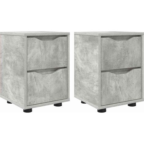 Maison Exclusive - Mesas de noche con cajón 2 pcs Gris Concreto 3