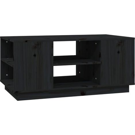 Tavolino con ripiani, design moderno e contemporaneo, 90 x 49 x 40,5 cm, legno massello di pino nero DEC039812