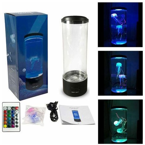 Lampe de méduse intelligente avec télécommande, lampe de table de réservoir de méduses, lampes de table USB cadeau créatif, lampe de méduse du ciel pour la maison, l'étude, le chevet, le salon (1/5)