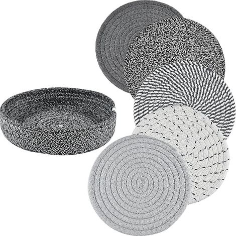 Dessous de Plat Fil de Coton,Dessous De Plat Ronds Tressés Tapis Porte Casseroles, Couleurs - Ronds tressés - casseroles, poêles et Assiettes (1/5)