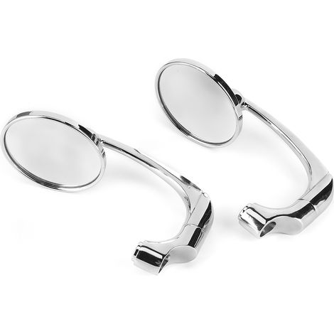 Rétroviseurs ronds poignée latérale chromée pour moto, filetage 8/10mm, pièces de modification, miroir de guidon électroplaqué, accessoire custom, paire (1/4)
