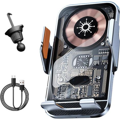 Chargeur de téléphone sans Fil pour Voiture – Support de Bureau Intelligent en Alliage Fin, Sensation extérieure Rouge, Chargeur de Voiture à Charge Rapide – Chargeur de Voiture, Support de téléphone (1/5)