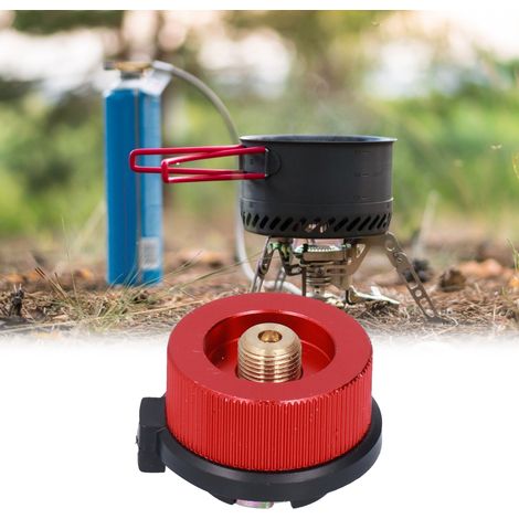 Adaptateur de Camping Gaz avec Fonction Autoblocage en Rouge 2Pcs - Adaptateur pour Réchaud et Carburant Longue - Matériaux Nylon et Cuivre - Dimensions 3.5x4.1x3cm (1/5)