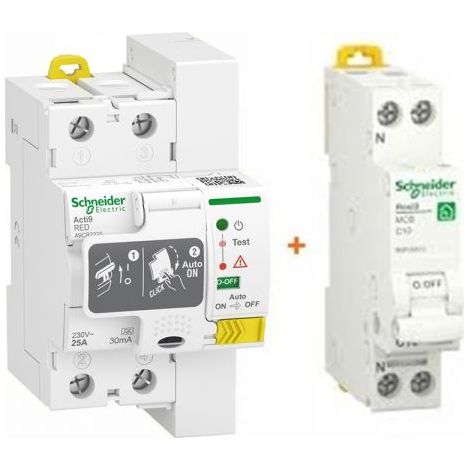 Schneider restart salvavita riarmo automatico 25A 30mA 2P - A9CR2225 + Magnetotermico 16A