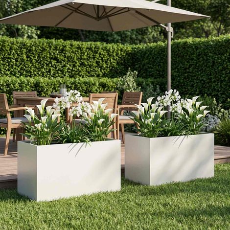 Cache-pot de jardin 2 pc Blanc 80 x 50 x 50 cm (1/5)