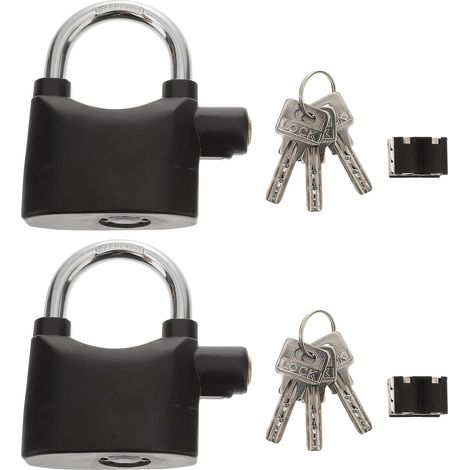 Cadenas D'alarme U pour Vélo et Moto en Alliage D'aluminium Noir 3 Clés, Lot de 2, Dispositif Antivol Haute Sécurité Porte, Garage ou Entrepôt - (1/5)