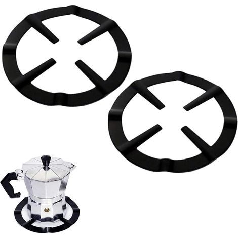 2 Pièce Moka Pot Cuisinière Support Pot Réducteur Anneau Stand Cafetière étagère accessoires Réducteur de Brûleur Support anneau fixation pour cafetière à expresso four et cuisine (Noir) (1/5)