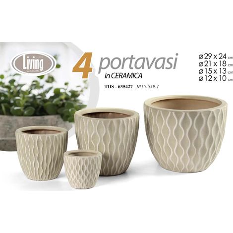 Set aus 4 weißen Cachepots Ø30/23/17/12 cm