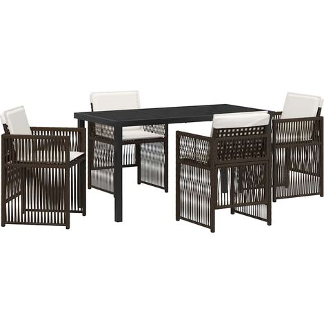 Maison Exclusive - Garten Essgruppe 5 Stk. Braun Pulverbeschichte (1/5)