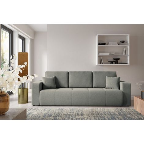 Sofa 3-Sitzer mit Schlaffunktion AUGUSTO in Stoff Wind Grau (1/5)