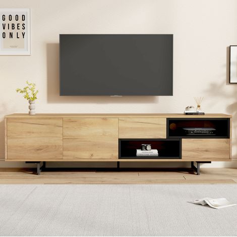Mobile TV 173x38x48 cm color legno in pannelli di particelle con ante, cassetti diagonali e vani aperti (1/5)
