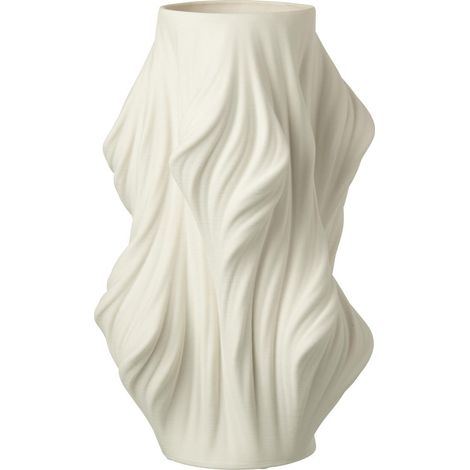 Vase Déco en Porcelaine "Impression 3D" 40cm Blanc (1/4)